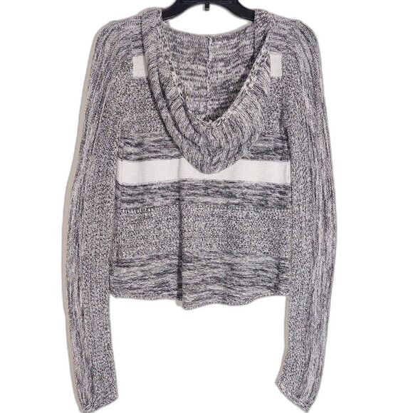 EUC Roxy Women's Striped Knit Long Sleeves Sweater Hoodie Black White S - Picture 4 of 10